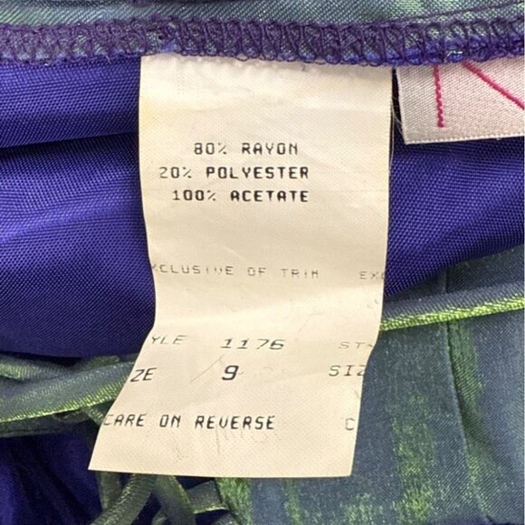 Nadine Green & Blue Iridescent Halter Maxi Dress Satin Back Tie Adjustable Sz 9 - Picture 10 of 11